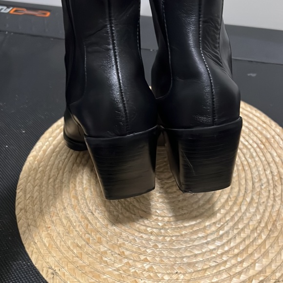 Zara Cowboy Square Toes Leather Ankle Boots Size 40 - Picture 10 of 16
